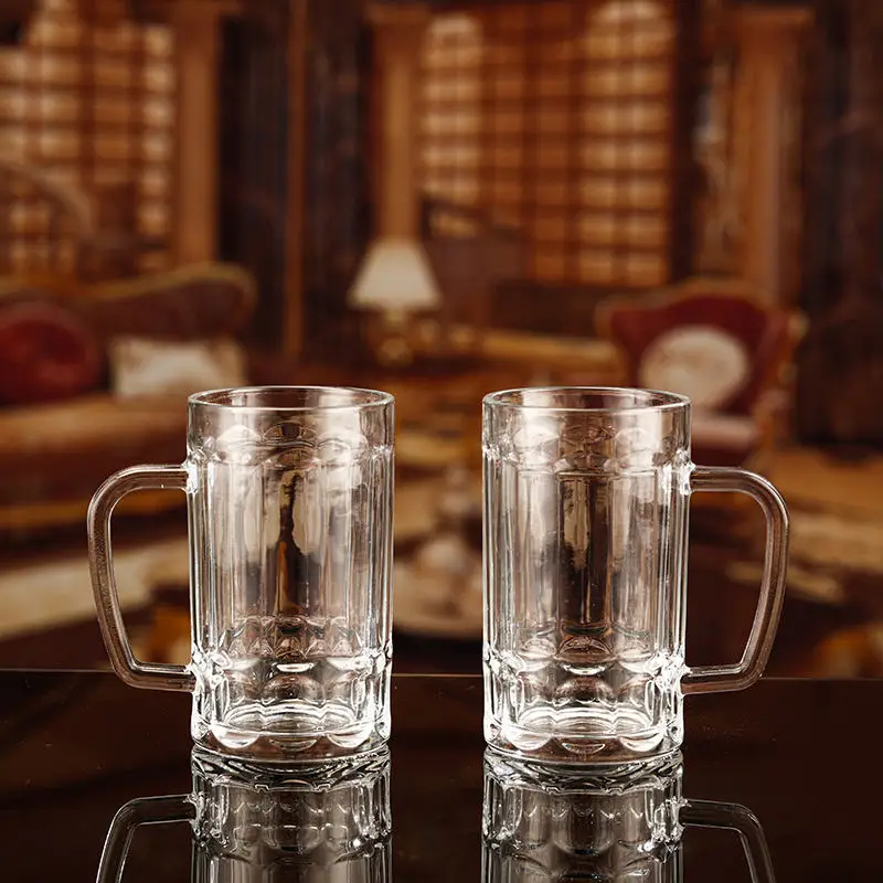 Wholesale 400ml Round Beverage Glass Cup with Handle Bar Accessories for Drinking Beer and Other Beverages