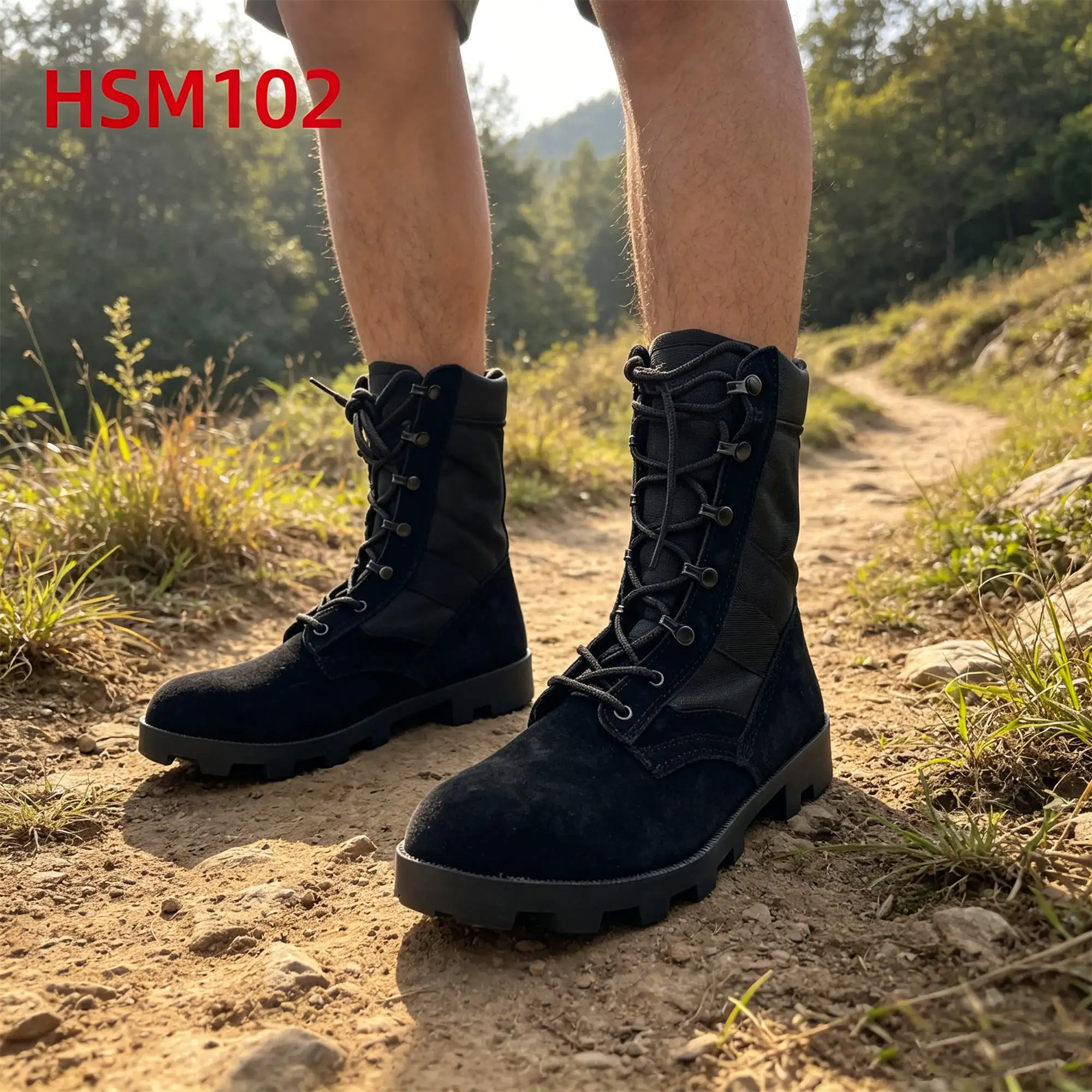 ZYF,outdoor Gear Natural Suede Leather Classic 8 Inch Combat Boots Rugged Terrain No-marking Rubber Outsole Patrol Boots  HSM102