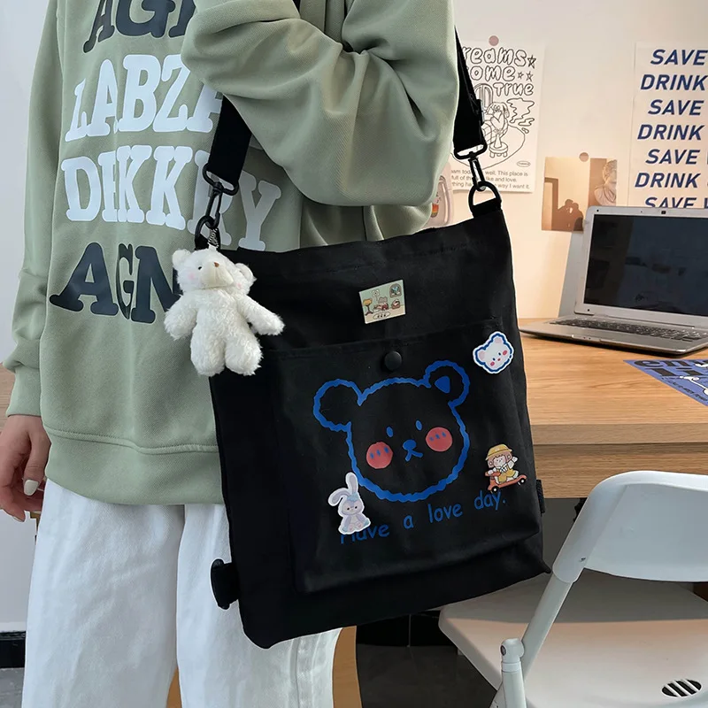 Canvas Tote Bag Pull And Bear Tasche Kawaii Cute Students Big