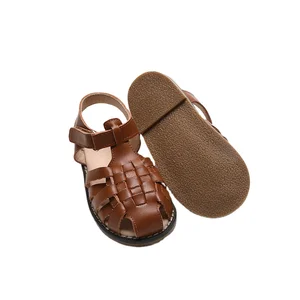 Babyhappy Unisex Woven Leather Sandals Hot Summer Style Soft Sole Toddler Beach Flat Anti-Slippery Baby Shoes Boys Girls