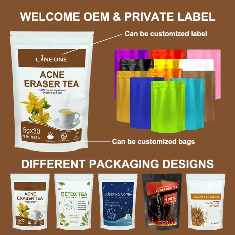 Private label ACNE Eraser Tea 100% Herbal Acne Tea Skin Beautiful Health 100% Herbal Acne Supplement Powder Tea supplier