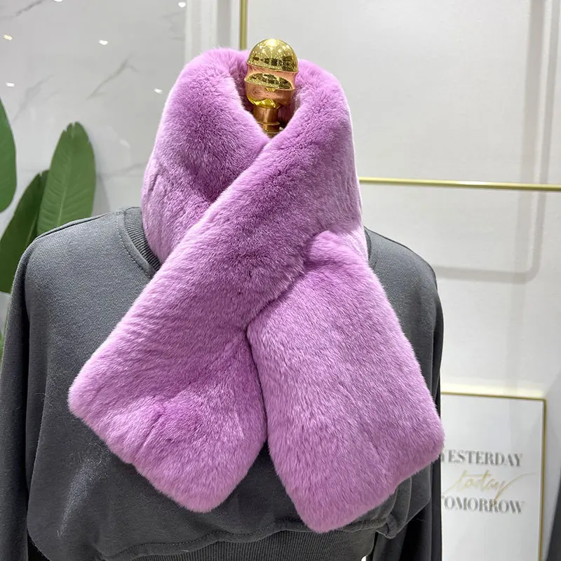 Rex Rabbit Fur Scarf Doublesided Thickening Warm Real Fur Winter