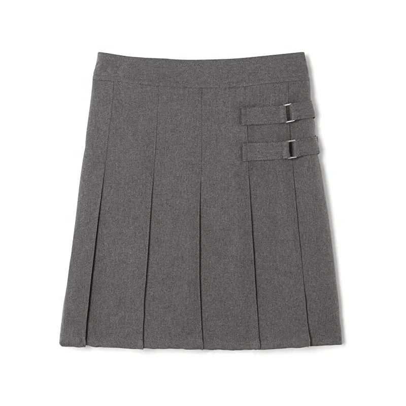Girls Twotab Pleated Scooter Skort Kids School Uniform Khaki Skirts