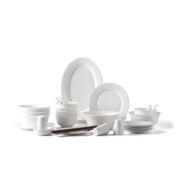 Household Luxury Cheap Porcelain Dinner Set Customized White Bowls and Plates Sets 36-Piece Ceramic Tableware Set
