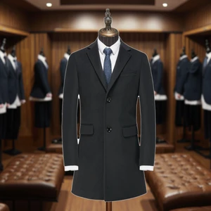 CUSTOMIZED R&D Wholesale Sample ProductionMen's Winter Formal Single Breasted Wool Coat Long Cashmere Trench Outerwear
