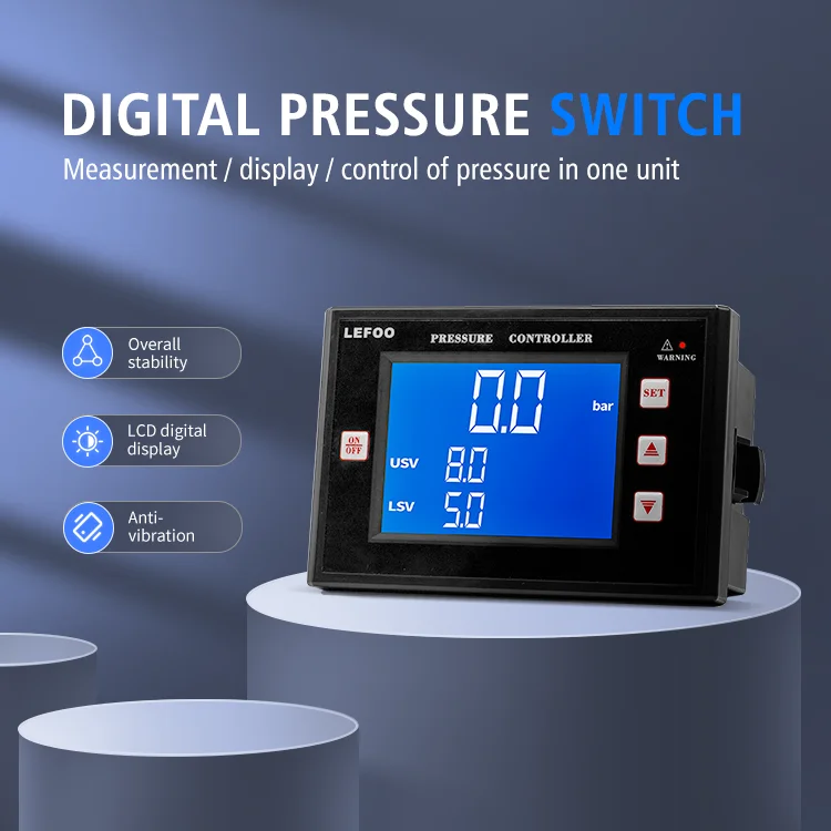 LEFOO Pressure Switch Large LCD Display Adjustable Negative Pressure Control Digital Pressure Switch or Vacuum Pump