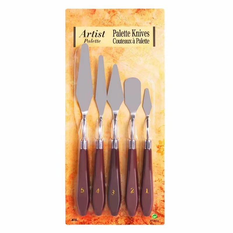 5 Pcs Stainless Palette Knife Scraper Spatula Set for Artist Oil Painting Knives