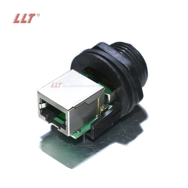 LLT Factory IP67 IP68 RJ45 Female Panel Mount Network LAN Waterproof Connector