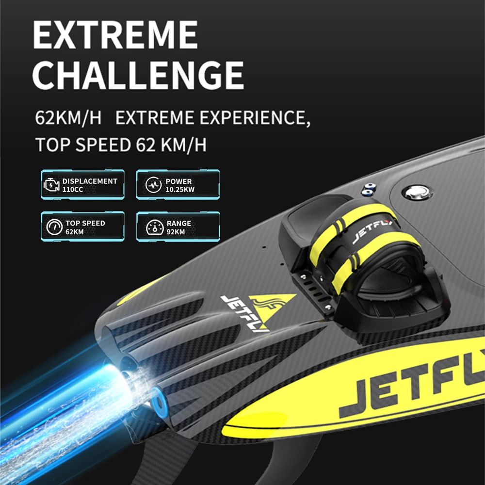 Tabla de surf motorizada de pie JetFly ADV con logotipo personalizado, fabricada en fibra de carbono, con sistema de arranque eléctrico para surf