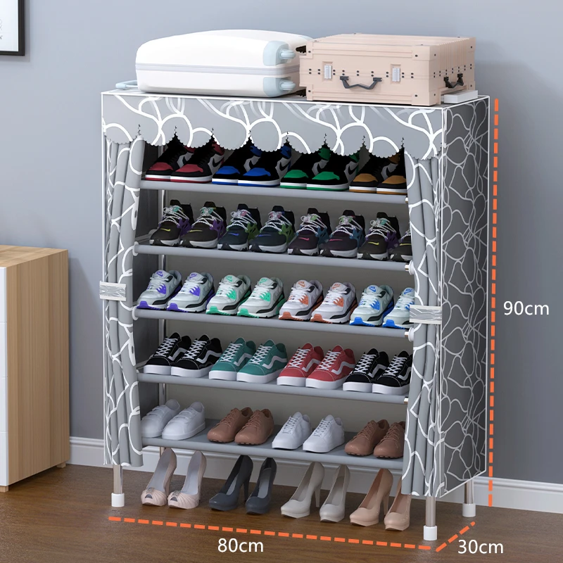 Factory Price 5-tier Metal Shoe Rack Oxford Fabric Covered Steel Tube Shoe  Holder Cheap Wholesale Shoes Storage Shelf