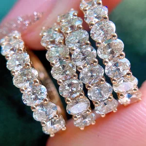 S925 Sterling Silver Women Ring French Oval Cut Diamond Stacked Half Circle Full Diamond Niche Niche Fashion