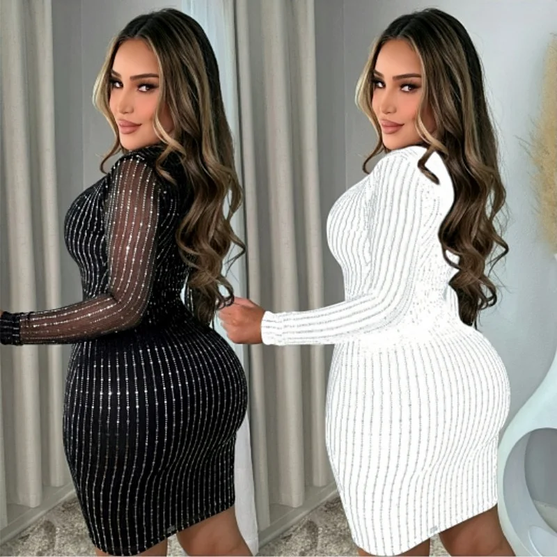 Elegant Lace Short Sleeve Mini Dress with Rhinestone Button Detail main image 1