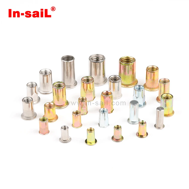M2 M3 M4 M5 Aluminum Flat Head Knurled Rivet Nut,Threaded Insert Blind