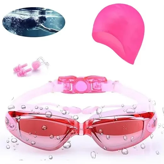 Lunettes de natation étanche anti-buée avec bouchons et bonnet_voghion.com