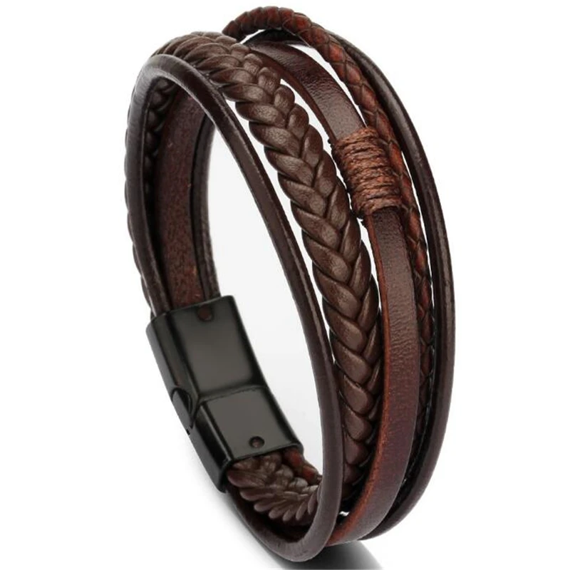 6pcs Brown Wrap Real leather bracelet for Boys friendship Bracelets Casual  Wraps Cuff Casual Party Wear Skin Friendly By UV Trendz - EASYCART