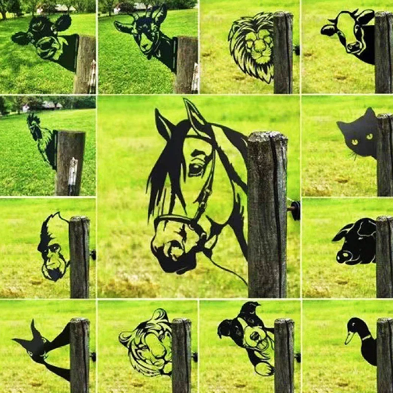 Funny Bigfoot Metal Sign - Peeking Sasquatch Giving Middle Finger Outdoor Garden Decor (15 Inch)