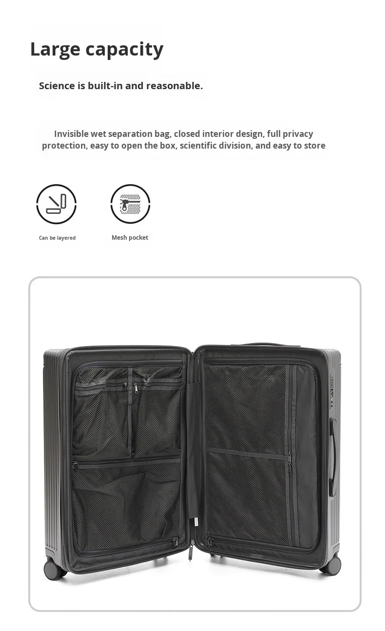 product 20 inch sturdy durable telescopic handle pc luggage high appearance level silent password suitcase high quality zipper closure-15