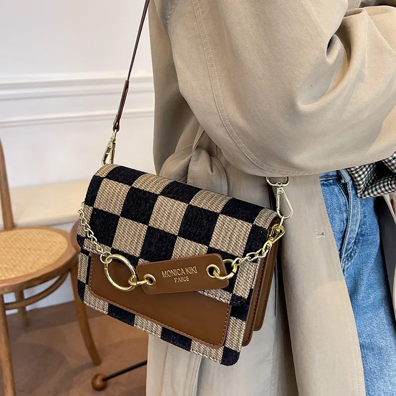 Checkerboard Mini Fabric Flap Crossbody Sling Bags For Women 2022 ...