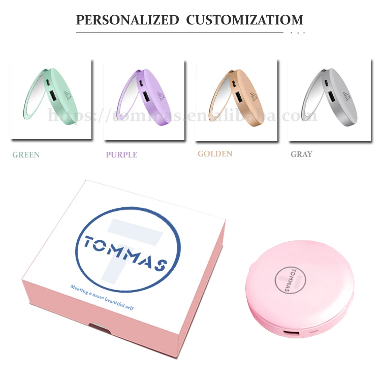 Factory Outlet Touch Screen Customizable Mini Round MakeUp LED Mirror Cosmetic Folding Portable Pocket Makeup Mirror Custom Logo
