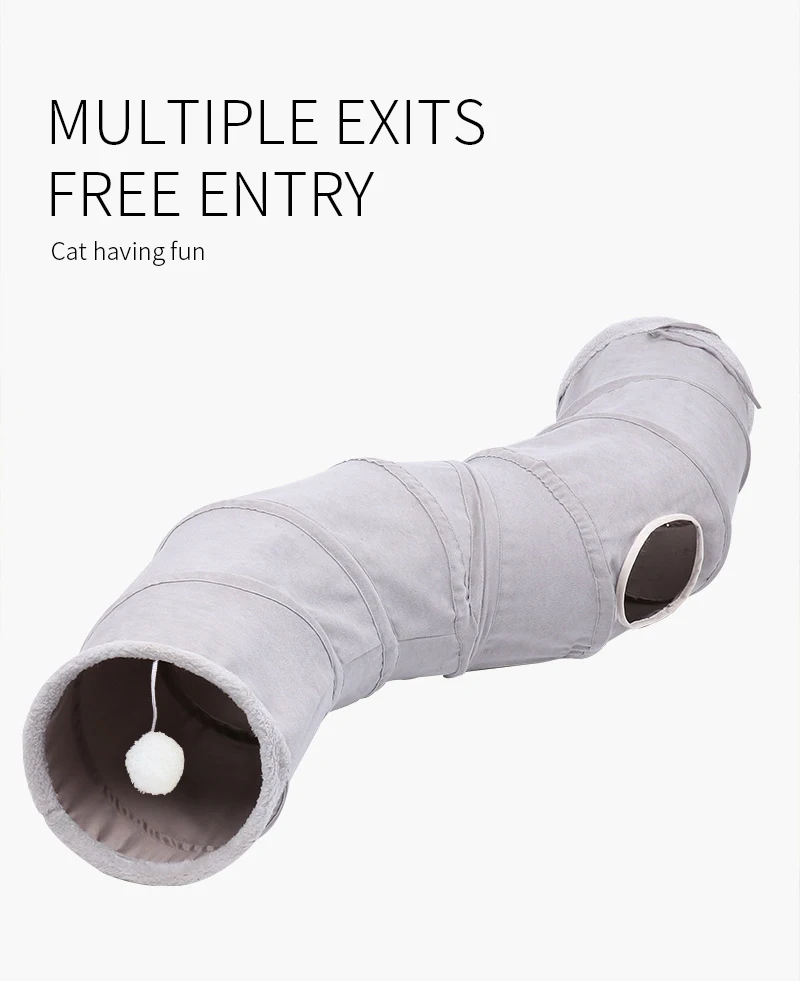 Collapsible Cat Tunnel Cat Toys Play S Shape Tunnel Durable Suede