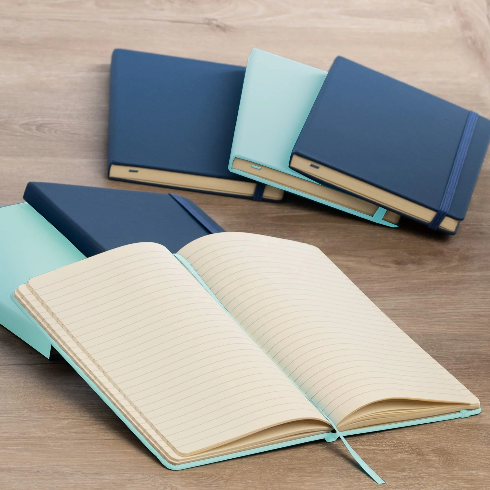 FSC Certified Low MOQ Black Notebooks with Custom Gold logo on Front Oem Planner and Journal Hard Cover A5 PU Leather Notebook