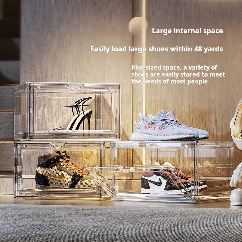 Giant Clear Shoe Box Storage Organizer Transparent Sliding Lid