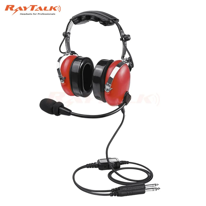 GA Use Dual Plugs Pilot Headset Aviation Headphones Wired Passive Noise Cancelling Microphone OEM