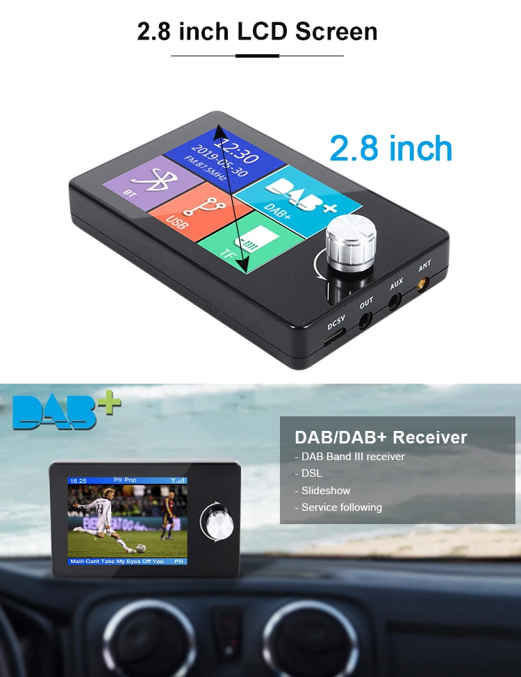 2.8" Portable Dab Digital Radio Fm Transmitter Music Receiver With Color Screen Fm Transmitter