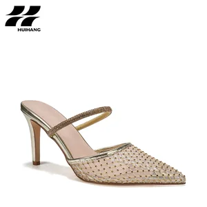 Charming Women's High - Heel Sandals with Mesh and Beaded Decoration and Embellished Straps for Stylish and Comfortable Wear