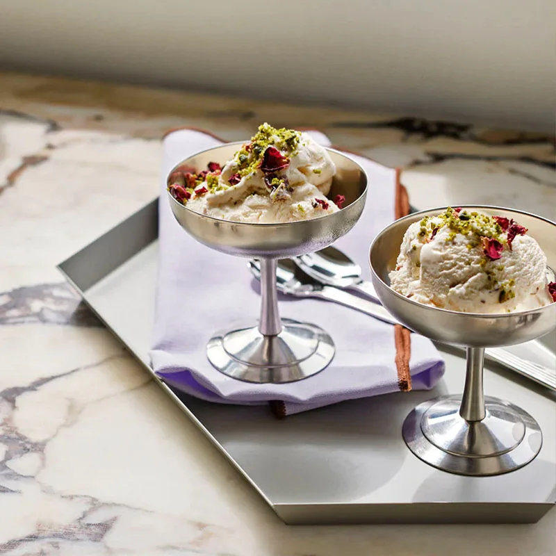 Premium Stainless Steel Ice Cream Bowl With Stand Ice Cream Cup