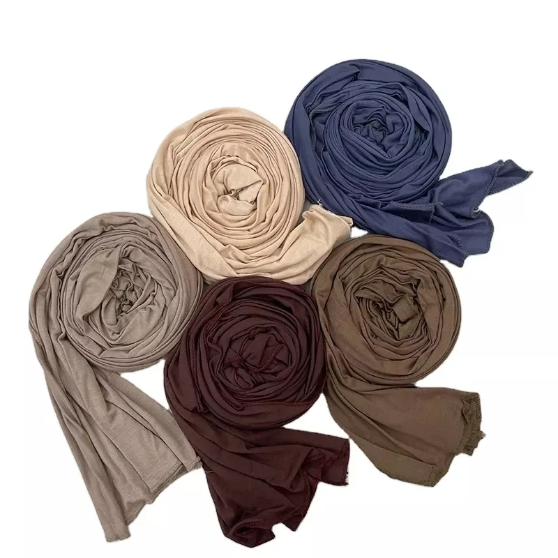 Needs & Wants® Sciarpa Hijab In Jersey A Coste - Maxi Sciarpa Elastica, Morbida E Traspirante - Tinta Unica, Per Tutte Le Stagioni - 2