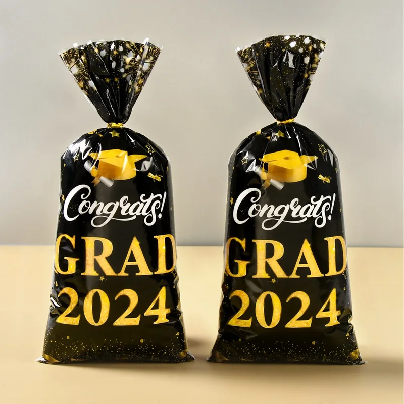 50 Pack Graduation Cellophane Treat Bags 2025 - Congrats Grad Candy Gift Bags For Party