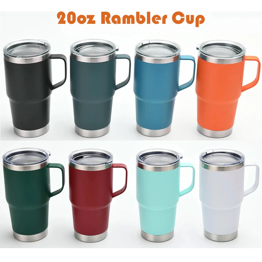 20 oz Leak Proof Non Spill Stainless Steel Insulated Custom Coffee Cup  Promotional 30 oz Drinking Tumbler Travel Mug with Handle