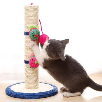 High Quality Indoor Cute Cat Sisal Rope Scratching Post with Toy Ball Pet Bed Climbing Shelf Cat Tree Scratcher