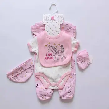 5 pcs newborn set baby outfit gift romper jumpsuit bodyjump bib wholesale kids clothes bouqieus 100 % cotton boutiques