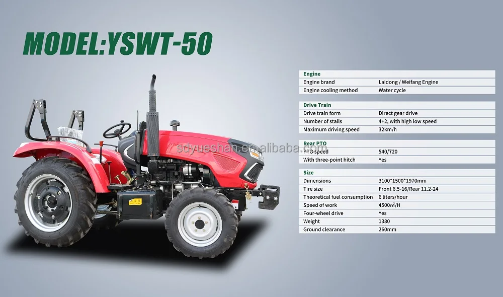 Yueshan Factory Wholesale Tractors 4x4 90hp 100hp 120hp Diesel Engines
