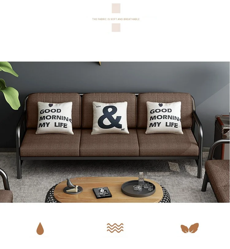 Modern Royal Creative Design Wrought Iron Metal Frame Leather Cushion Living Room Sofa Chair