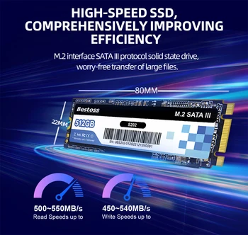 Bestoss M2 Ngff 1TB SSD ハードドライブ SATA 3.0 ポート付き
