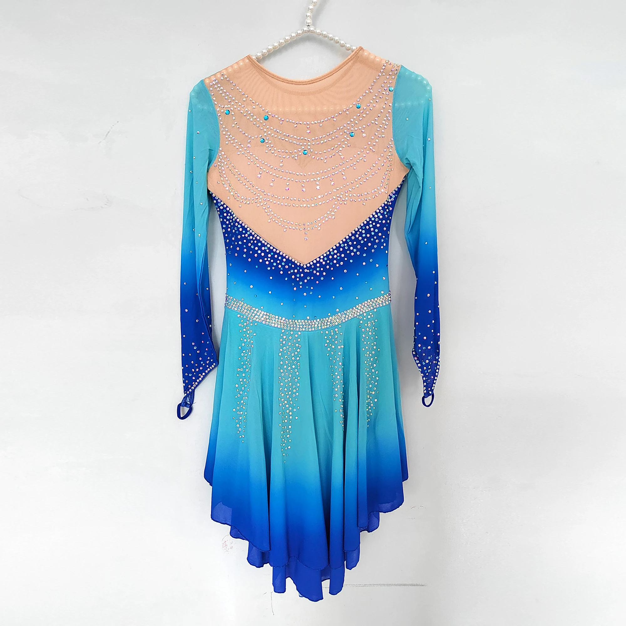 Figure Skating Dress for Women and Girls - Rhinestone Ice Skating  Performance Wear, Custom Size, Stretchy Attire