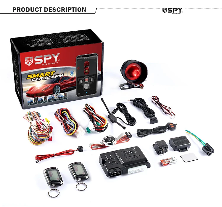 1-Way Easy Car Alarm System With Remote Starter Control Vibration Sensor App Mobilizer System for Chevrolet Hyundai 12V Voltage