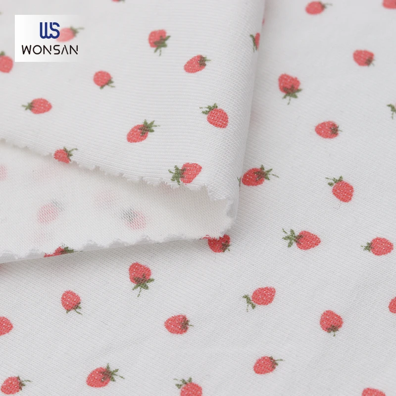 Cotton/Spandex Combed  printing baby underwear pajamas fabric A type cotton romper  Strawberry print pfabric