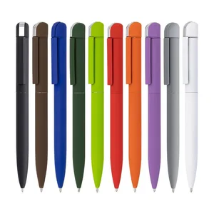 High Quality Premium Promotional Gift Company Commemorative Gift Twist Rubber Coated Metal Ball Point Pen with Custom Logo