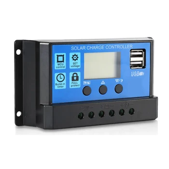 PWM Solar PV Charge and Discharge Controller 60A 50A 40A 30A 20A 10A 12V 24V Auto LCD Regulator with Dual USB
