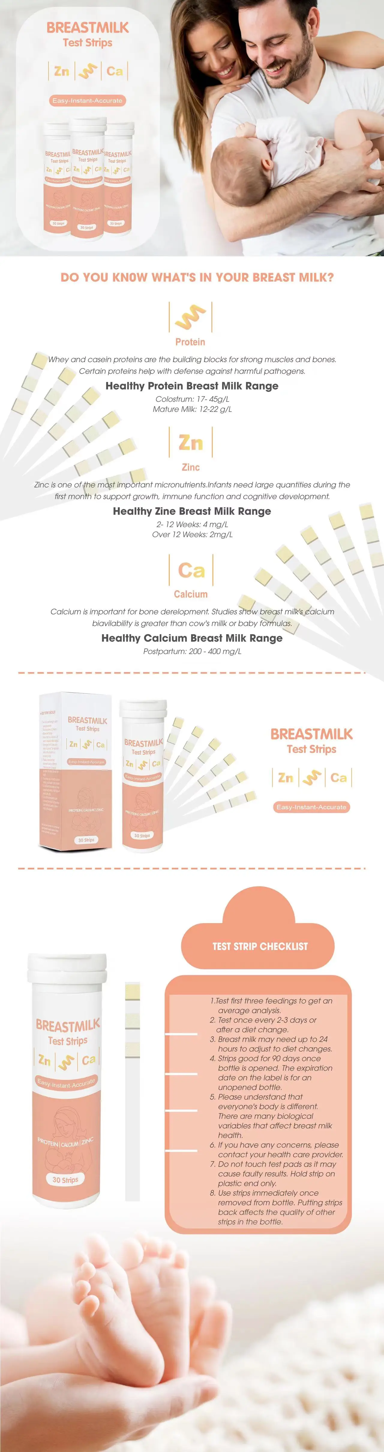 Breastmilk Test Strips Test For Protein Zn Ca Breast Milk Quality