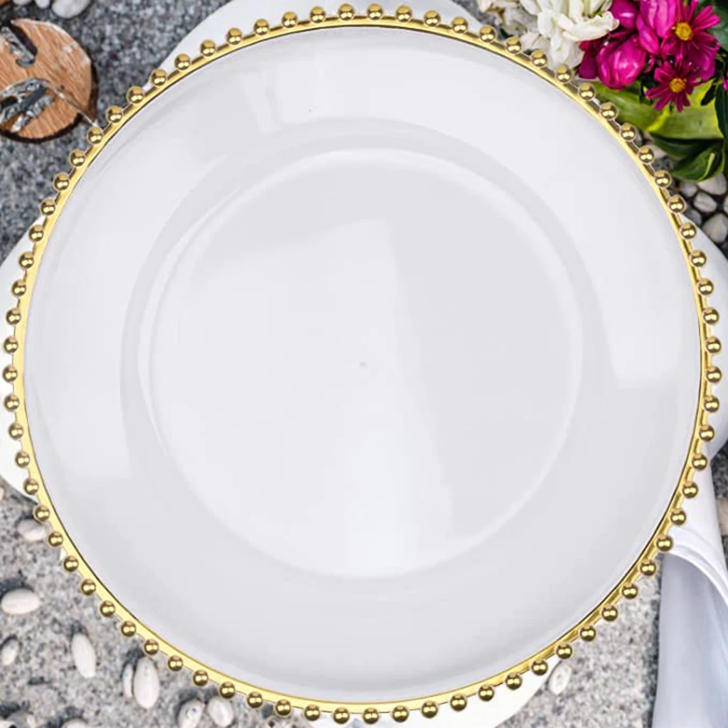 Rim Table Decor Dinner Round Charger Plates Plate Dish Carton Box Navy Gold Sky Glass Europe Customized Size for Party Wedding