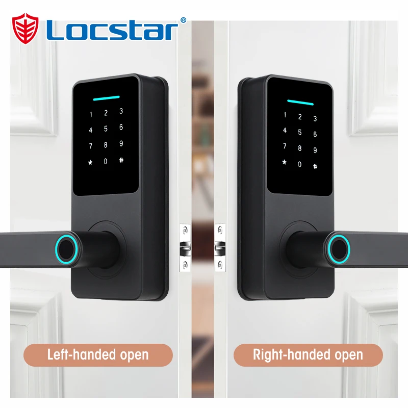 Locstar Smart Locks Keyless RFID Card Password Digital Fingerprint Electronic Aluminum Door Smart Lock for Front Door
