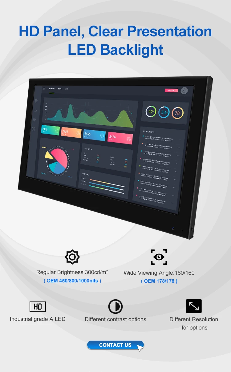 15.6 Inch LCD Monitor Aluminum Alloy Case IPS 1920x1080 Interface for VGA USB for Laptop Use