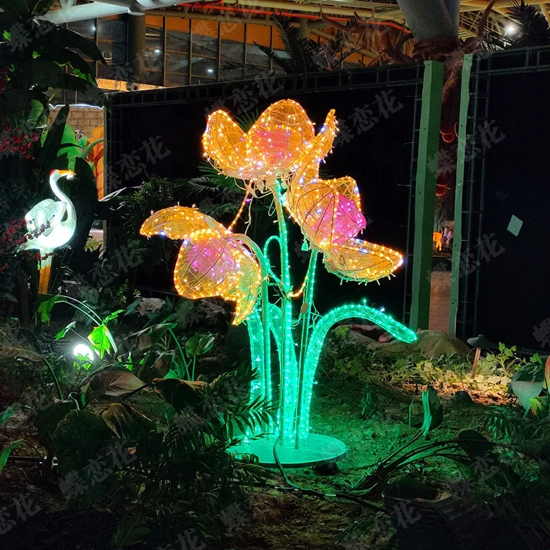 Christmas Lantern Decoration - Flower Motif LED Light for Outdoor