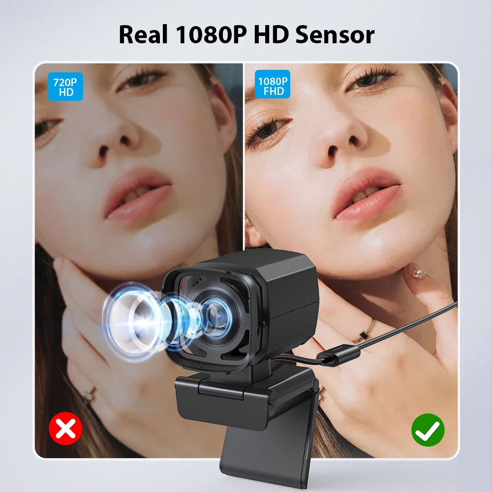 Direct Factory 1080P Full HD Webcam with Microphone USB Interface CMOS Image Sensor Online Call Compatible