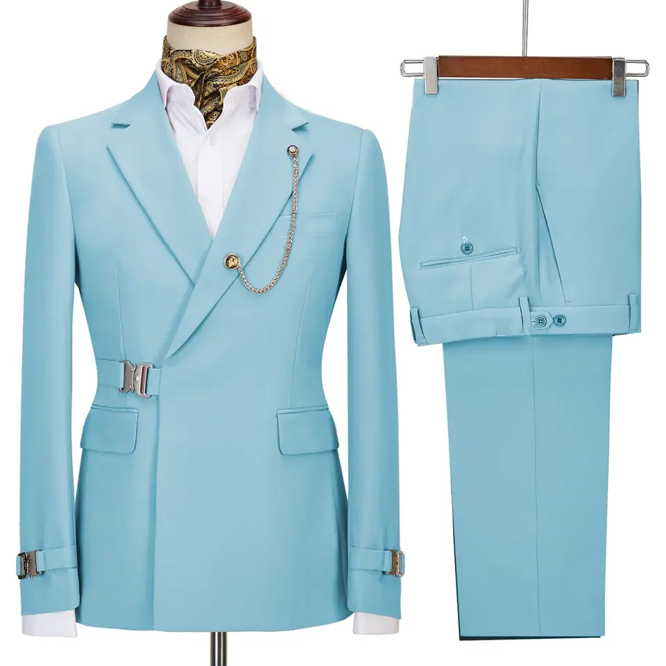 Ensemble 3 pièces pour homme - Coupe droite - Avec blazer à 2 boutons - Veste gilet - Pantalon et cravate - Pour garçons d'honneur, mariage, Vert foncé